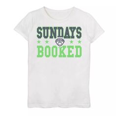 Зеленая футболка с графическим логотипом ESPN Fantasy Football Sundays Booked для девочек 7–16 лет Licensed Character, белый
