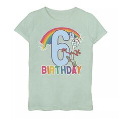 Футболка с рисунком «История игрушек 4» для девочек 7–16 лет Disney/Pixar Forky «6th Rainbow» на день рождения Disney / Pixar