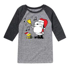 Футболка Peanuts Snoopy Santa для мальчиков 8–20 лет с рисунком реглан Licensed Character, серый/черный