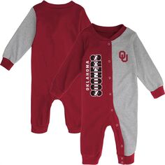 Двухцветный джемпер на кнопках с длинными рукавами темно-красного/серого цвета для новорожденных и младенцев «Оклахома Сунерс» Half Time Outerstuff