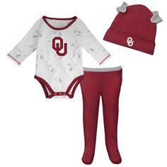 Для новорожденных и младенцев малиновый/белый комплект из шляпы и штанов Oklahoma owners Dream Team с боди с длинными рукавами Outerstuff