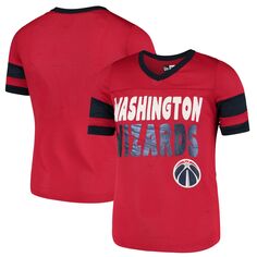 Молодежная футболка New Era Red Washington Wizards из сетчатого джерси с v-образным вырезом для девочек New Era