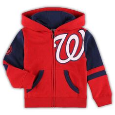 Красная флисовая куртка с капюшоном и молнией во всю длину для малышей Washington Nationals Outerstuff