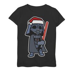 Для девочек 7–16 лет «Звездные войны» Дарт Вейдер Сабля шляпа Санта-Клауса рождественская футболка с рисунком Star Wars