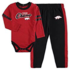 Infant Cardinal/Черный комплект боди с длинными рукавами и спортивных штанов Arkansas Razorbacks Little Kicker Outerstuff