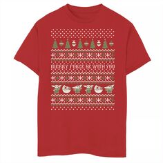 Мальчики 8–20 лет, «Звездные войны», «Мандалорец, ребенок, уродливый рождественский свитер», футболка с рисунком Star Wars