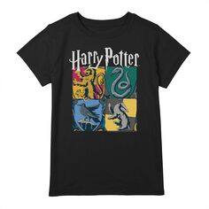 Винтажная футболка с изображением коллажа и домиков Хогвартса для девочек 7–16 лет «Гарри Поттер» Licensed Character