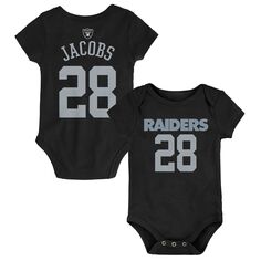 Черный боди Infant Josh Jacobs Mainliner Las Vegas Raiders с именем и номером Outerstuff