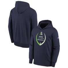Молодежный пуловер с капюшоном Nike College Seattle Seahawks Icon Performance Nike