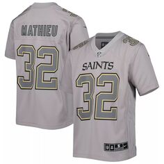Молодежная футболка Nike Tyrann Mathieu Grey New Orleans Saints Atmosphere Game Джерси Nike