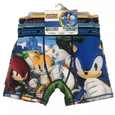 Набор из 4 спортивных боксеров Sonic the Hedgehog для мальчиков 6–10 лет Licensed Character