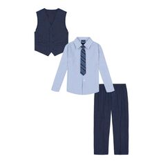 Комплект из жилета, рубашки, брюк и галстука IZOD для мальчиков 4–12 лет IZOD, синий