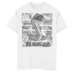 Черно-белая футболка с рисунком коллажа Shelby Cobra для мальчиков 8–20 лет Licensed Character