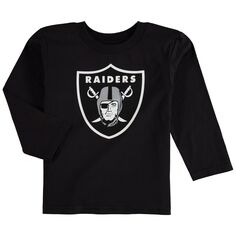 Футболка с длинным рукавом и логотипом команды Oakland Raiders Preschool Team — черная Outerstuff