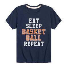 Баскетбольная футболка с повторяющимся рисунком для мальчиков 8–20 лет Eat Sleep Licensed Character, синий
