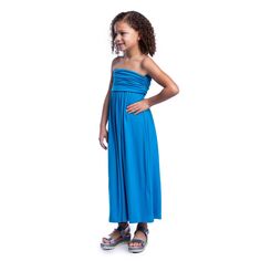 Сплошное платье макси без бретелек для девочек 247 Comfort Kids, голубой