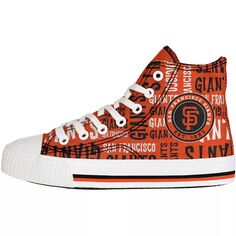 Молодежные оранжевые высокие кроссовки из парусины FOCO San Francisco Giants с повторяющимся текстом Unbranded