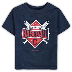 Темно-синяя футболка для малышей Cleveland Indians Diamond Bats Outerstuff