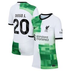 Молодежная футболка Nike Diogo Jota White Liverpool 2023/24, реплика игрока Nike