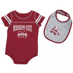 Комплект боди и нагрудника Colosseum Maroon Mississippi State Bulldogs для новорожденных и младенцев шоколадного цвета Colosseum