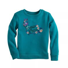 Флисовый пуловер с круглым вырезом и рисунком Jumping Beans для девочек 4–12 лет Jumping Beans, голубой
