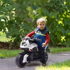 Детский мотоцикл Aosom 6V, велосипед для бездорожья, электрический аккумулятор, игрушка для езды по бездорожью, уличный велосипед для детей с перезаряжаемой батареей, педали, звуковые фары и тренировочные колеса для баланса, синий Aosom, синий