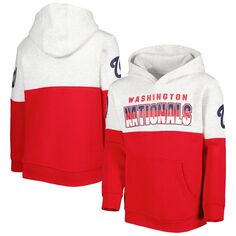 Молодежный пуловер с капюшоном «Хезер Серый/Красный Вашингтон Нэшнлс Плеймейкер» Outerstuff