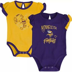 Комплект боди Minnesota Vikings Too Much Love фиолетового/золотого цвета для новорожденных и младенцев, состоящий из двух частей Outerstuff