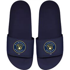 Темно-синие шлепанцы Youth ISlide Milwaukee Brewers Primary Motto Unbranded