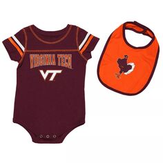 Комплект боди и нагрудника Colosseum Maroon/Orange Virginia Tech Hokies для новорожденных и младенцев шоколадного цвета Colosseum