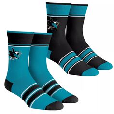 Комплект из 2 носков в несколько полосок Youth Rock Em Socks San Jose Sharks Team Crew Unbranded