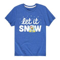 Футболка Let It Snow с рисунком «Губка Боб Квадратные Штаны» для мальчиков 8–20 лет Nickelodeon, синий