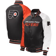 Черная университетская куртка с длинными кнопками реглан Youth Starter Philadelphia Flyers Starter