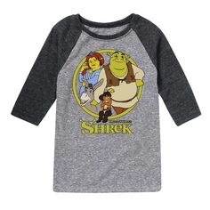 Универсальная футболка реглан с рисунком Shrek Group для мальчиков 8–20 лет Licensed Character