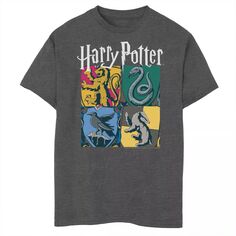 Винтажная футболка с рисунком коллажа и домиками Хогвартса для мальчиков 8–20 лет «Гарри Поттер» Licensed Character