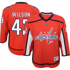 Молодежная футболка Тома Уилсона Red Washington Capitals, домашняя реплика игрока Outerstuff