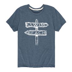 Пляжная футболка с надписью для плавания для мальчиков 8–20 лет Licensed Character, синий
