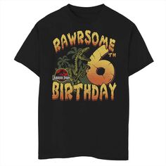 Футболка Rawrsome с рисунком на 6-й день рождения для мальчиков 8–20 лет «Парк Юрского периода» Jurassic Park