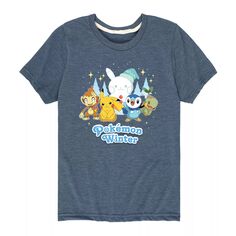 Зимняя футболка Sinnoh для мальчиков 8–20 лет с изображением покемонов Licensed Character, синий