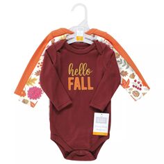 Хлопковые боди с длинными рукавами для маленьких девочек Hudson, Hello Fall Hudson Baby