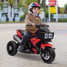 Aosom 6V детский мотоцикл для бездорожья, электрический аккумуляторный велосипед для езды на игрушке, внедорожный уличный велосипед с музыкальным звуковым сигналом и фарами, мотоцикл для девочек и мальчиков, красный Aosom, синий