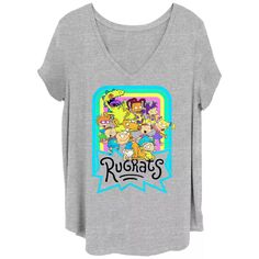 Детская футболка больших размеров Nickelodeon Rugrats с неоновой радужной графикой Reptar and Friends Nickelodeon