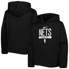 Черный молодежный пуловер с капюшоном Nike Brooklyn Nets Spotlight Practice Performance Nike