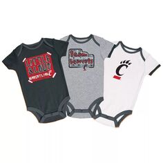 Комплект из 3 боди Cincinnati Bearcats для младенцев Champion черного/серого/белого цвета Champion
