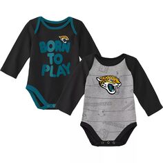 Комплект из двух боди с длинными рукавами черного/серого цвета для новорожденных и младенцев Jacksonville Jaguars Born To Win Outerstuff