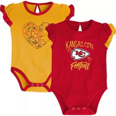 Красный/желтый комплект боди Kansas City Chiefs Too Much Love для новорожденных и младенцев, состоящий из двух частей Outerstuff