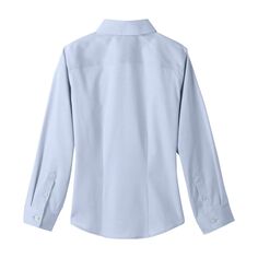 Школьная форма Lands&apos; End для девочек 2–20 лет, рубашка на пуговицах с длинными рукавами и без железа Lands&apos; End, синий