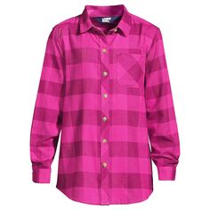 Фланелевая рубашка Lands&apos; End с завязкой спереди для девочек 2–16 лет обычного и большого размера Lands&apos; End