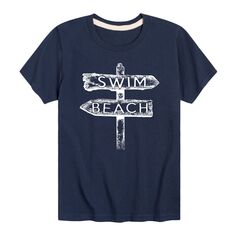 Пляжная футболка с надписью для плавания для мальчиков 8–20 лет Licensed Character, синий