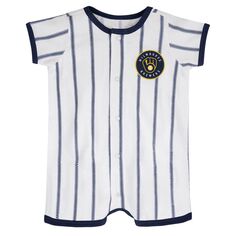 Белый/темно-синий джемпер для новорожденных Milwaukee Brewers Power Hitter с короткими рукавами Outerstuff